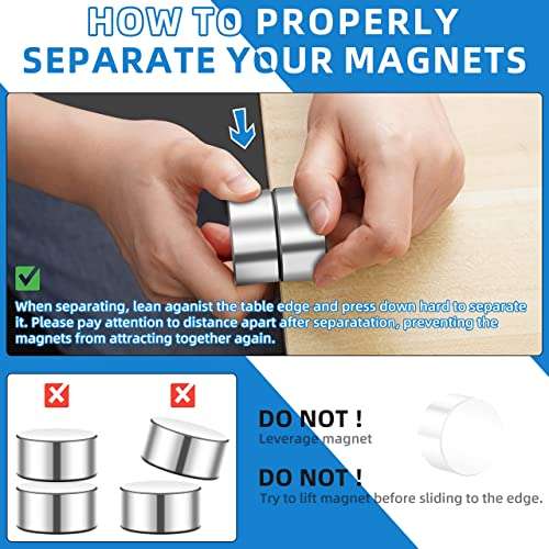 40x20mm Super Strong Neodymium Magnet, Powerful Block Magnet Disc, Permanent Rare Earth Magnets for Fridge Office Science Building Teaching and Craft, Strong Magnets Heavy Duty - One Piece 6