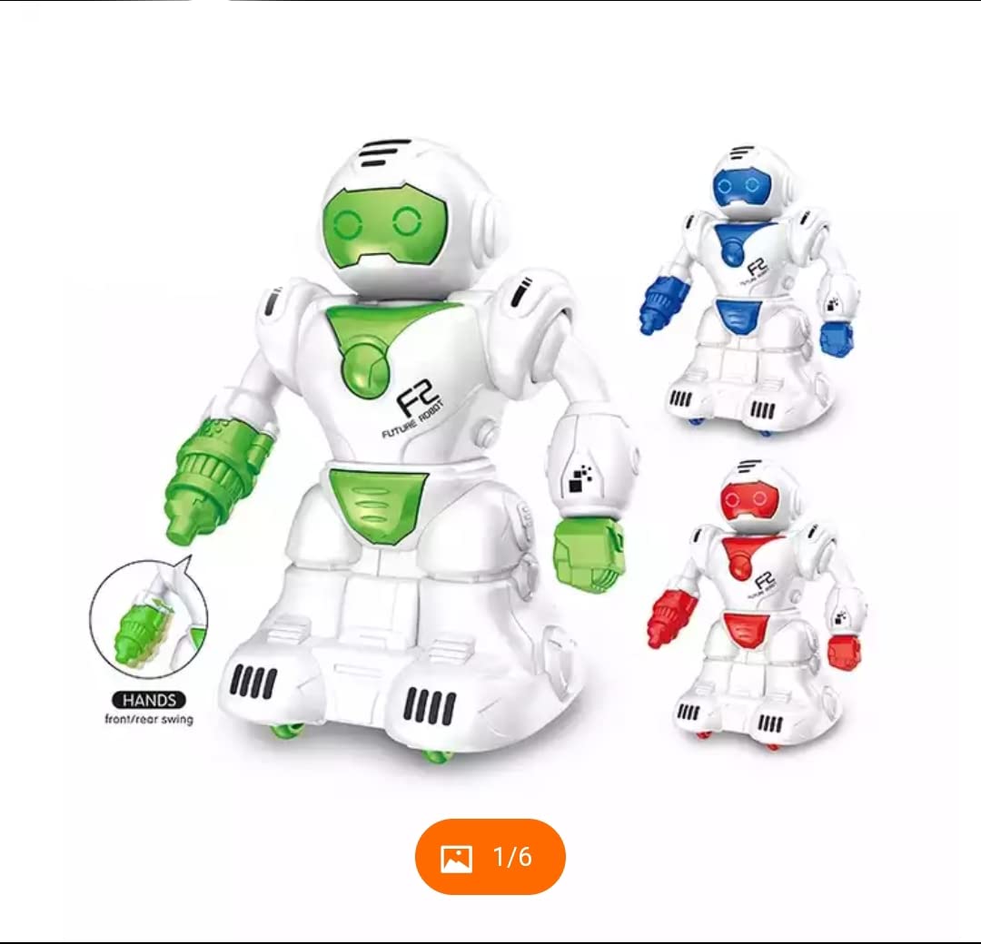 Safaira Pull Back Robot, Movable Arm, Neck Toy Robot, Set of 2 5