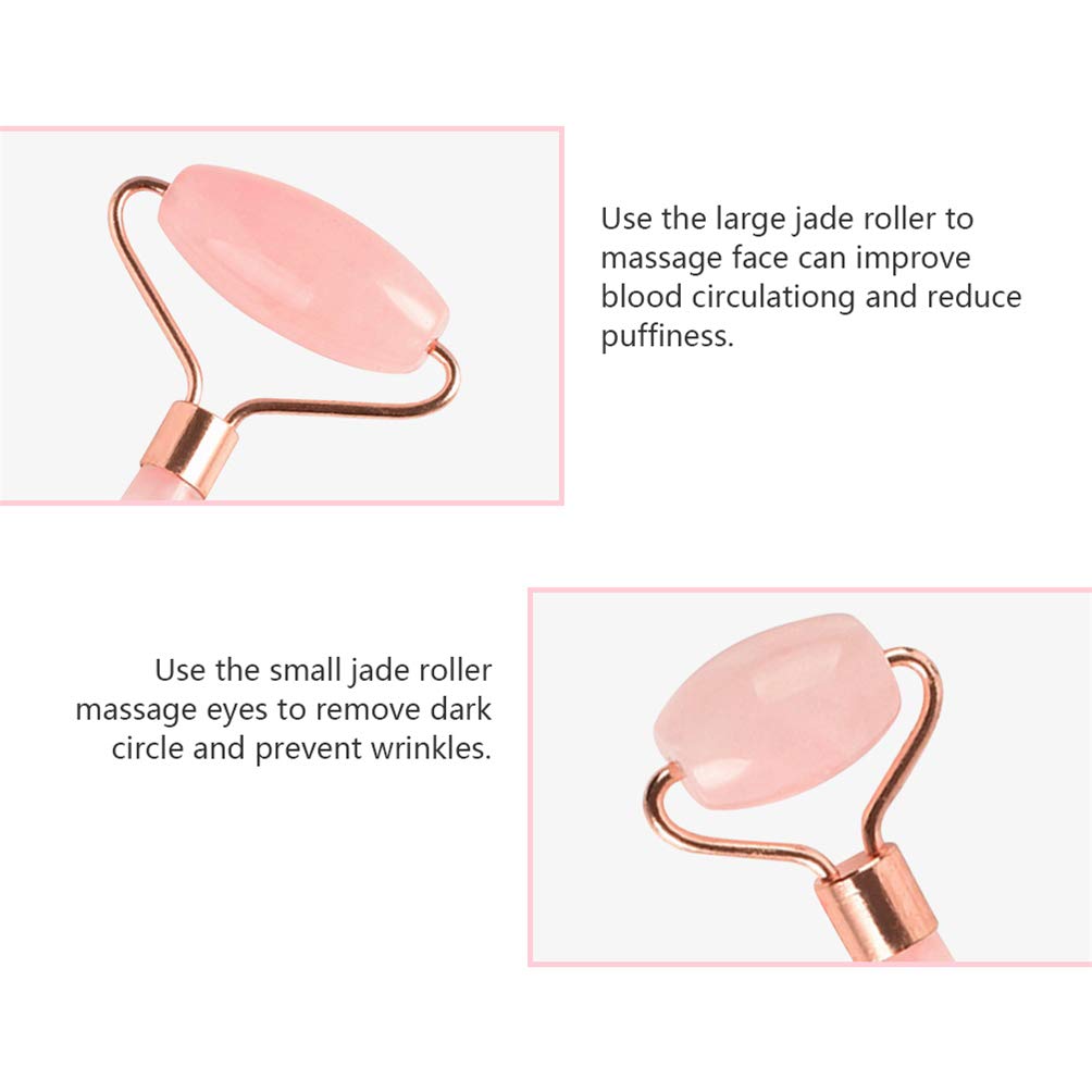 Cozhome Jade Roller,Royal Jade Roller for Face,Rose Quartz Roller,Facial Roller,Anti-Aging Massage Tools for Face Neck Eye,Sliming Roller Rejuvenates Face Tool #3-Rose Quartz(rose golden) 4
