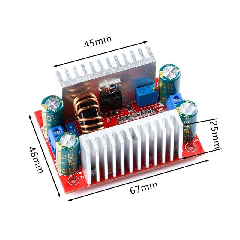 MusRock 400W DC-DC Boost Module 8.5–50V Input 10–60V Output 96% Efficiency -40°C to +85°C Wide Temp, Compatible with STM32, LabVIEW 6