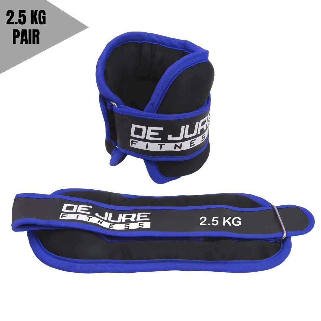 DE JURE FITNESS Ankle & Wrist Weight Set, Adjustable Strap, 2.5KG Pair (2.5Kg x 2 = 5kg) (P) (Blue Black) 2
