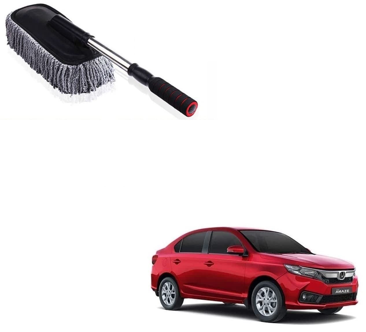 Auto Addict Car Microfibre Duster with extendable Handle car Cleaning Dry/Wet Brush Mop for Honda Amaze New 2018 1