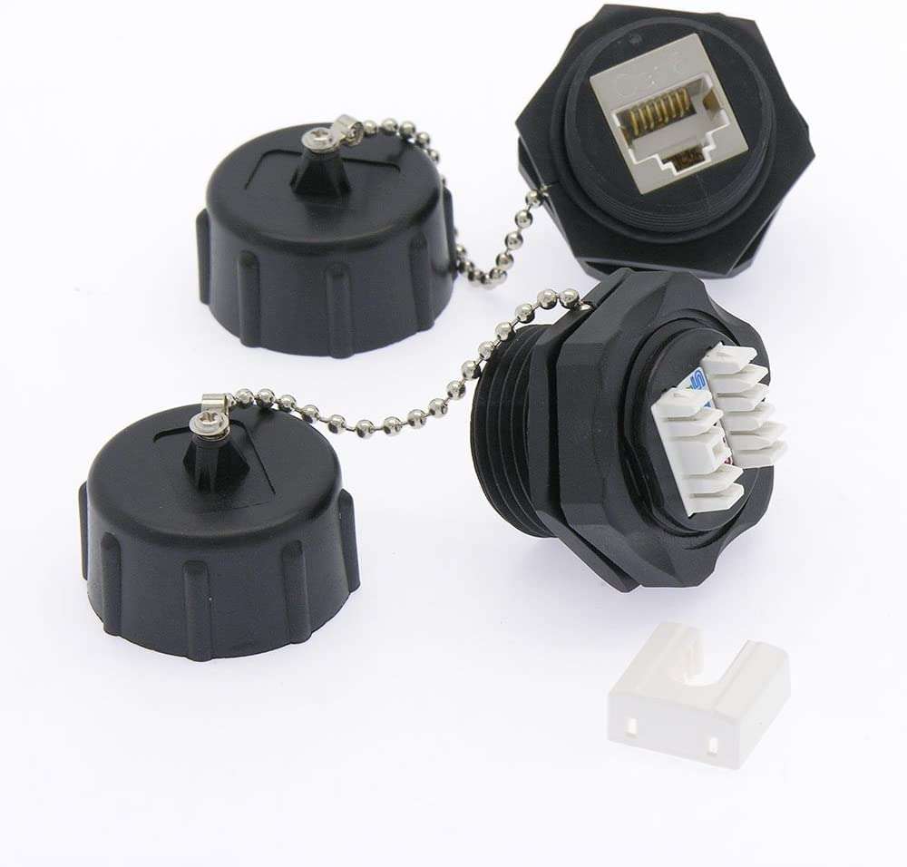 InstallerParts CAT6 RJ45 Shielded Panelmount Punch Down Jack with Dust Cap - 100 Pack, IP67 Water Resistant 5