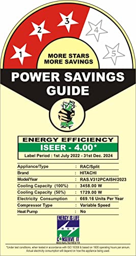 Hitachi 1 Ton 3 Star ice Clean Wifi Enabled Inverter Split AC (100% Copper, Dust Filter, 2023 Model, iZen 3500FWXL, R32-RAS.V312PCAISH, Dual Gold) 3