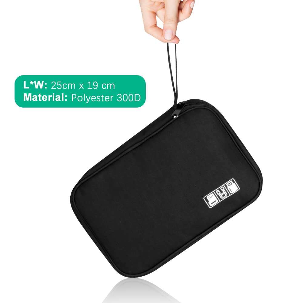 HCFGS Tech Travel Case - Charger Organizer for Phone, Hard Drive, USB Cables - Black 5