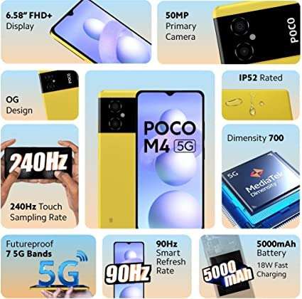 POCO M4 5G (Yellow, 128 GB) (6 GB RAM) 2