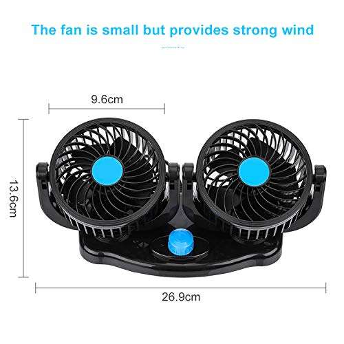 Kandid 360 Degree Rotatable Dual Head 2 Speed Quiet Dashboard Auto Cooling Air Fan For Tata Nano (12V) 6
