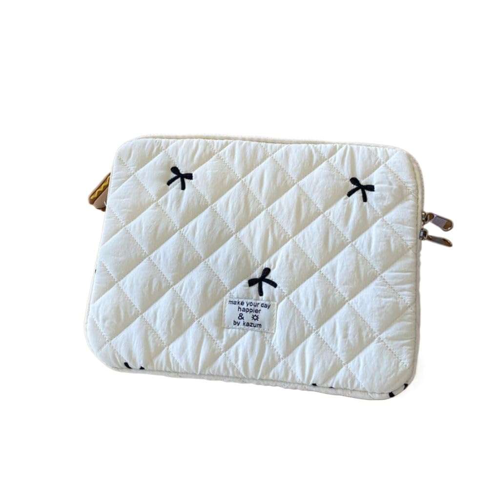 kfvim Cute Bow Laptop Bag Coquette Bow Laptop Sleeve Aesthetic Computer Case Bag Kawaii Pad Computer Protect Case Pouch (13.6 inch,White) 1