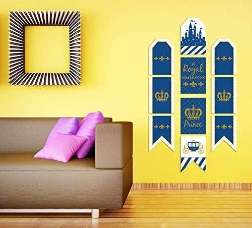 Theme My Party Royal Prince Charming - Hanging Vertical Paper Door Banners - Birthday Party Wall Decoration Kit - Indoor Door Decor 3