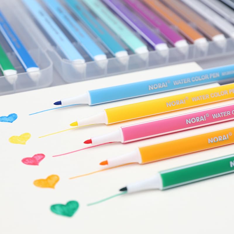 TODDLIS Watercolor Brush Pen Kids Drawing Washable Fine Tip Art Markers Nib Sketch Pens with Washable Ink (Set of 12, Multicolor) 3