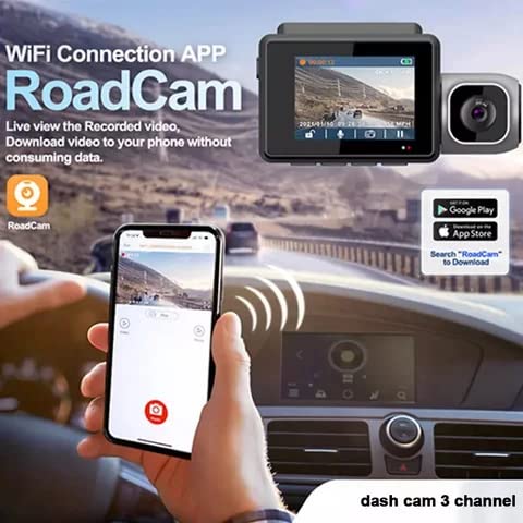 4K UHD Front Rear & Inside 3 Channel Dash Camera with Screen WiFi WDR & hardwire Full Set GPS Hardwire GSensor Loop Recording MicroSD Support 6
