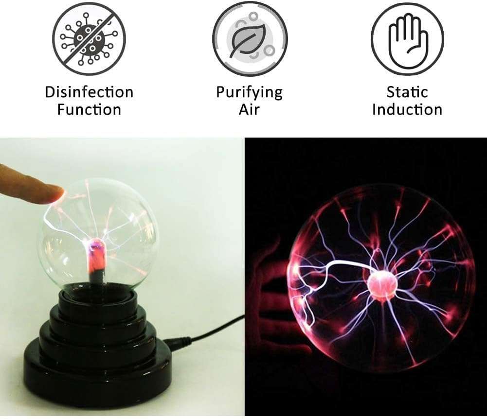Kestilla Plasma Ball/Light/Lamp, Static Electricity Globe Electric Lightning Ball, Touch Sensitive, USB Powered, Amazing Gift for Parties, Birthday and Holiday 4