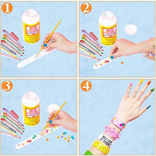 Slap Bracelets, JUSTDOLIFE 35 Pack White DIY Slap Bracelets Bands Kids Party Bracelet Favors Painting Pat Ring Snap Bracelets Wristbands for Kids Boys Girls DIY School Party Toys 3
