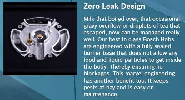Bosch Built in Gas Hob Black Tempered glass Glass 3 Burner Auto Ignition 70 cm 2 Mini Triple Ring Brass Burner and 1 Double Ring Brass (PMD83D31NX) 6