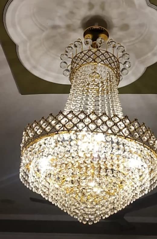SHRI MAHAL ANTIQUES LED Crystal Big Size Jhhomar Lamp Ceiling Light for Living ROM Hall Bed Room Chandelier Ceiling Lamp