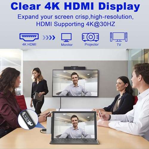 Surface Pro 11 USB C Adapter, Surface Pro 9 Hub Docking Station with 4K HDMI, Thunerbolt 4 (8K Video+Data+100W PD), 2*USB 3.0, 3.5mm Audio, SD/TF, USB C Hub for Surface Pro 11 Copilot/10/9/X 4