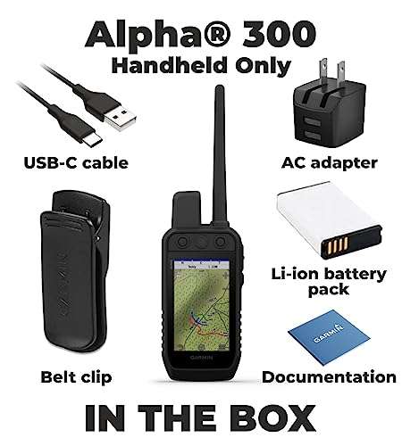 Wearable4U - Garmin Alpha 300 Handheld, Advanced Dog Tracking and Training Handheld, Touchscreen with E-Bank Bundle 5