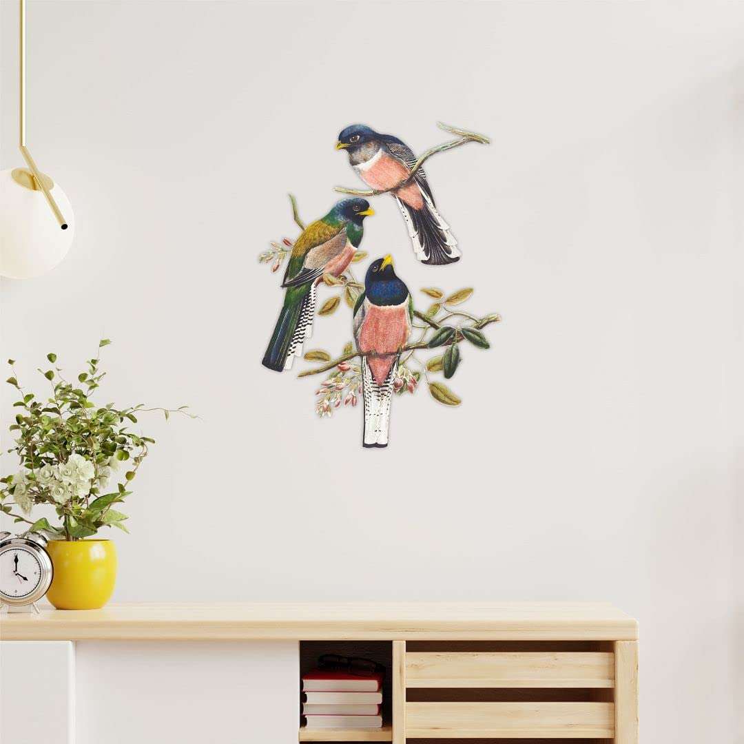 CVANU Three Birds Sit on Branch PVC Vinyl Wall Sticker for Wall Decoration Size(60cm x 45cm)_cv16 1