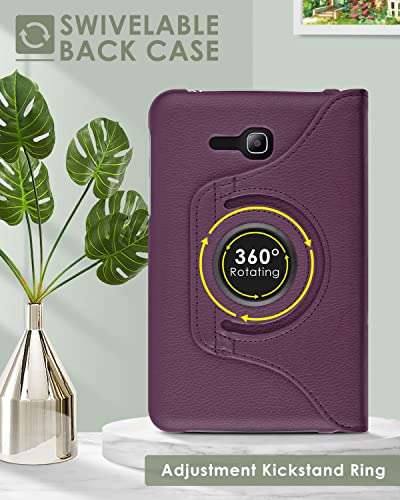 DETUOSI Rotating Case for Samsung Galaxy Tab 3 Lite 7.0" 2014 (SM-T110/ T113), 360° Swivel Multi-Angle Stand Folio Lightweight Leather Book Cover + Protective Hard Back Shell + Elastic Strap Closure 5
