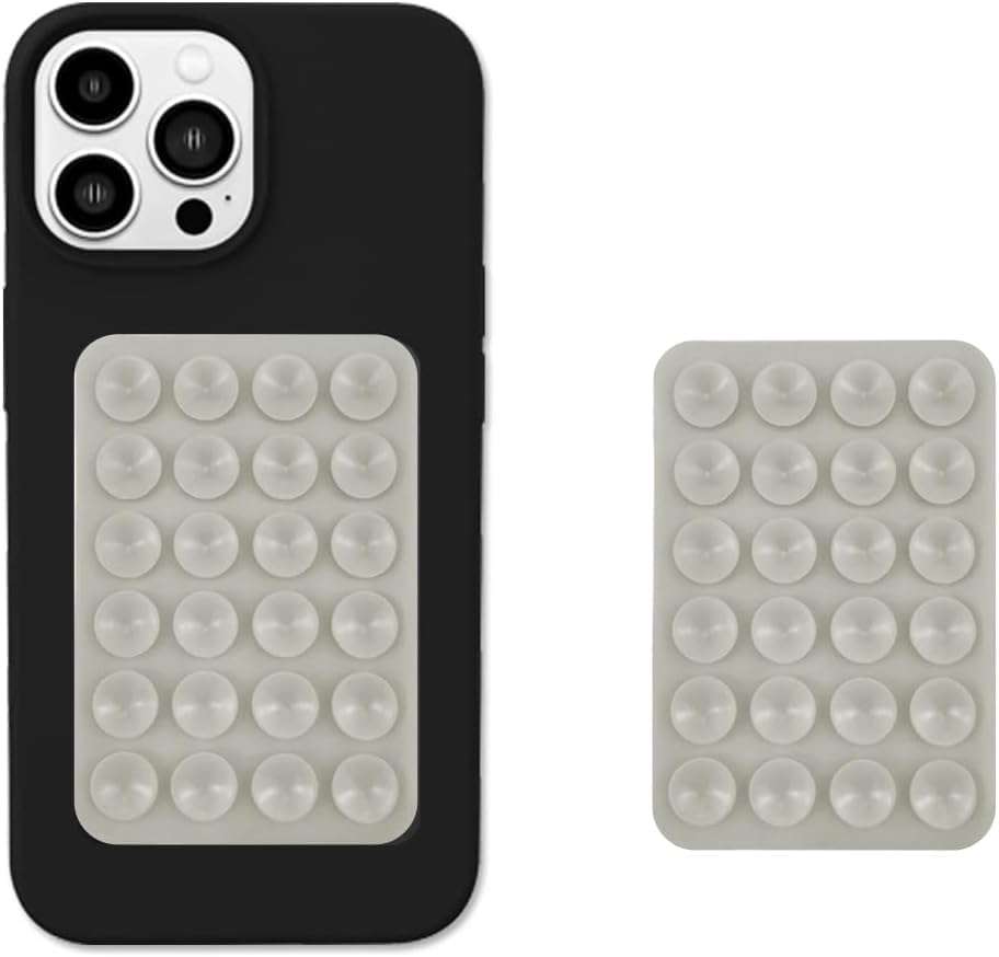 CERLINK Suction Phone Case Sticker Grip Silicone Holder Mount for Hands-Free Mobile Accessory Holder Grip, Video Phone Accessory Compatible Mirror, Shower (Light Grey) 1