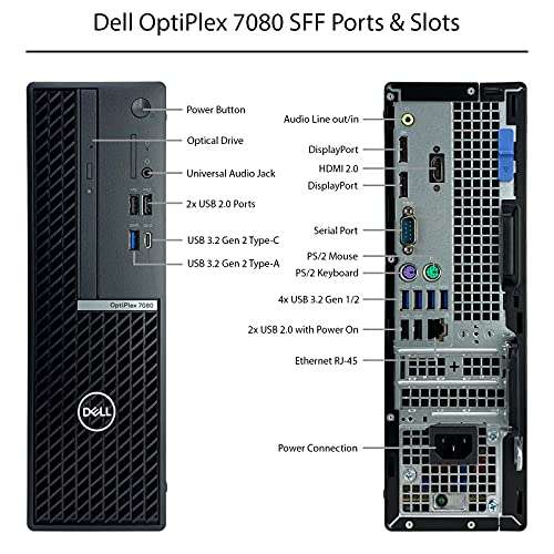 Dell OptiPlex 7080 SFF Small Form Factor Desktop Computer - 10th Gen Intel Core i7-10700 8-Core up to 4.80 GHz CPU, 64GB RAM, 512GB SSD + 10TB HDD, Intel UHD Graphics 630, DVD Writer, Windows 10 Pro 6