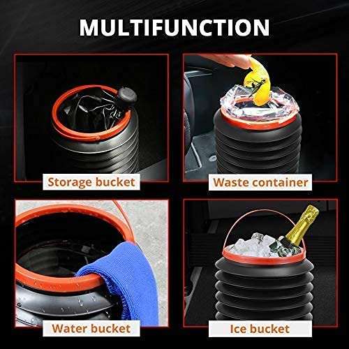 PARVY Portable Magic Container // Plastic Bucket Shape Handy Leak Proof Collapsible // Car Trunk Boot Organizer (1Pcs) 4