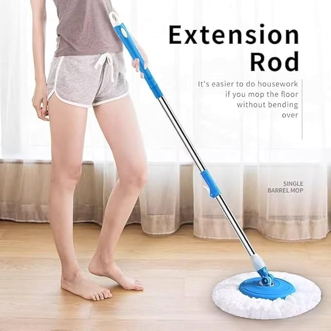 Generic Spin Mop with Microfiber Refill, Blue, 360-Degree Rotating Head, 107cm Extendable Steel Handle, Multi-Surface Floor Cleaning, Non-Slip Grip 4
