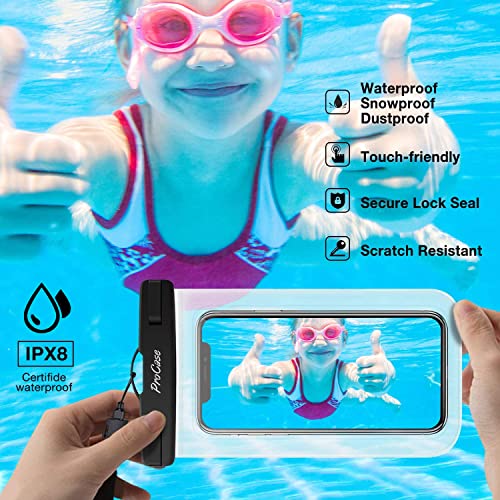 ProCase Universal Waterproof Pouch up to 7", Cellphone Dry Bag Underwater Case for iPhone 17 Air 16 15 14 13 Pro Max 12 11 Xs XR 8 Plus Mini, Galaxy S23 S22 S21 Ultra Pixel -3 Pack, Green/Yellow/Black 3