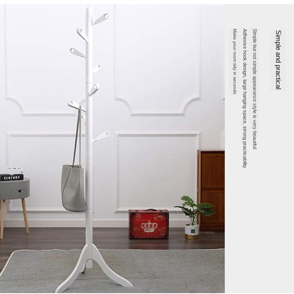 CALANDIS Wooden Coat Hat Rack Hanger Sturdy Clothing Garment Rack Stand White 1