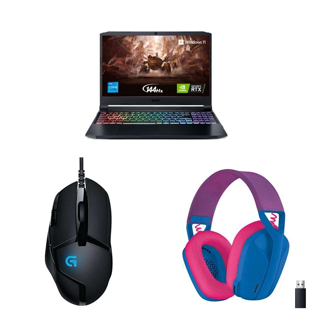 Acer Nitro Gaming Laptop (Intel i5 11th Gen/16GB RAM & 512GB SSD Storage/1650 Graphics)+Logitech G402 Gaming Mouse+Logitech G435 Gaming Headset - Blue 1