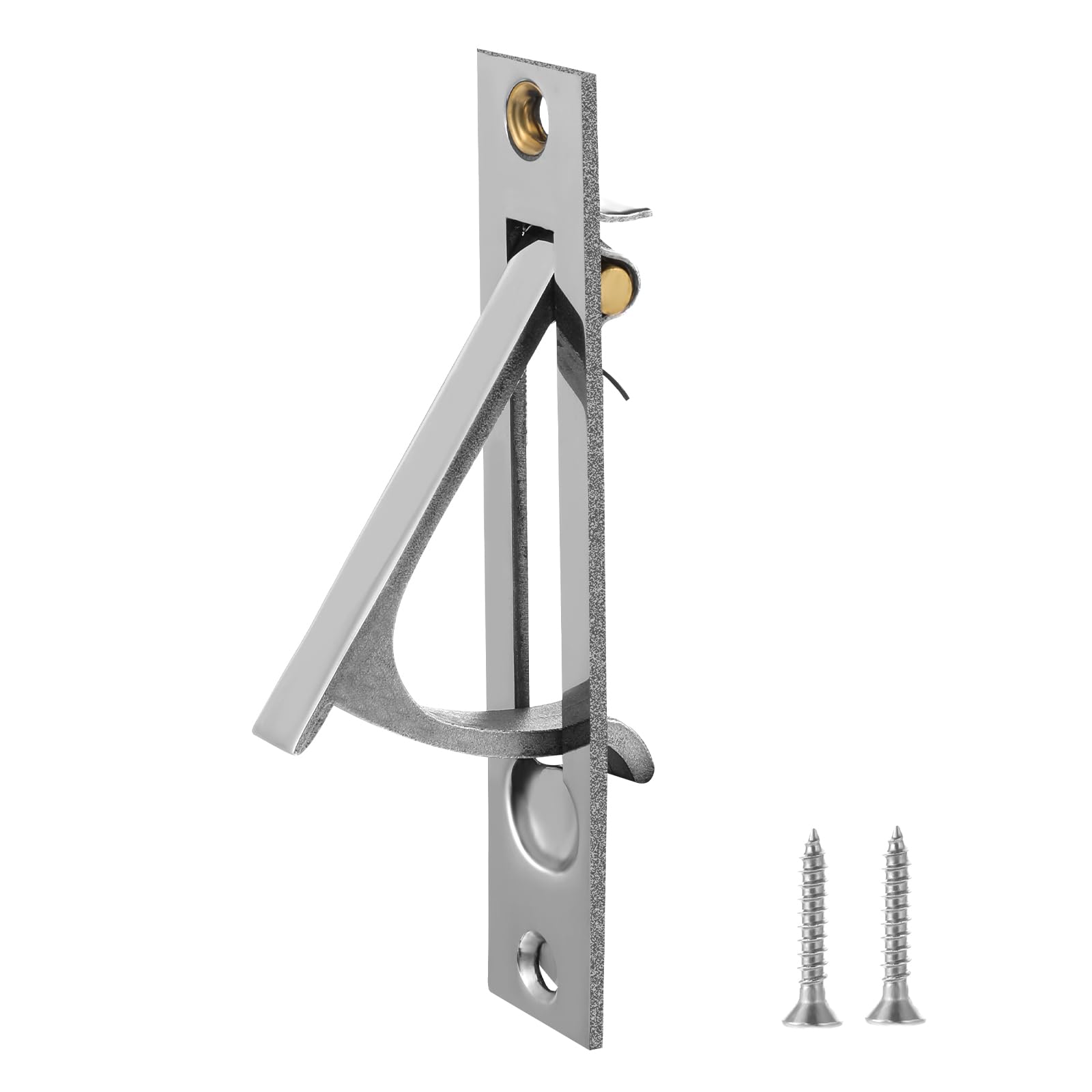 Pocket Door Edge Pull, 1 Set Solid Stainless Steel Pocket Door Latch Lock Handles Flush Mount Pocket Door Hardware with Mounting Screws Hidden Door Accessories for Sliding Door - Silver 1