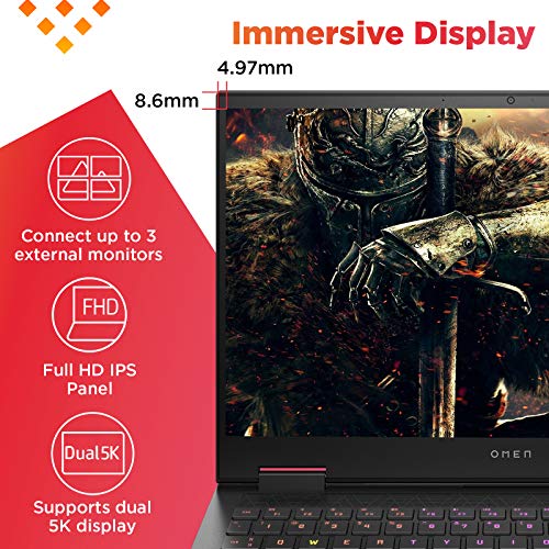 HP OMEN 10th Gen Intel Core i5 Processor 15.6" (39.62cms) FHD Gaming Laptop (i5-10300H/8GB/512GB SSD/Windows 10/NVIDIA GTX 1650 4GB/Shadow Black/2.36 kg), 15-ek0015TX 3