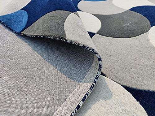 ALPHA CARPETS Modern Collection Multi Color Ivory Blue Handmade Woolen Carpet 5 x 7 Ft (150 x 210 cm) Multi Colour 5