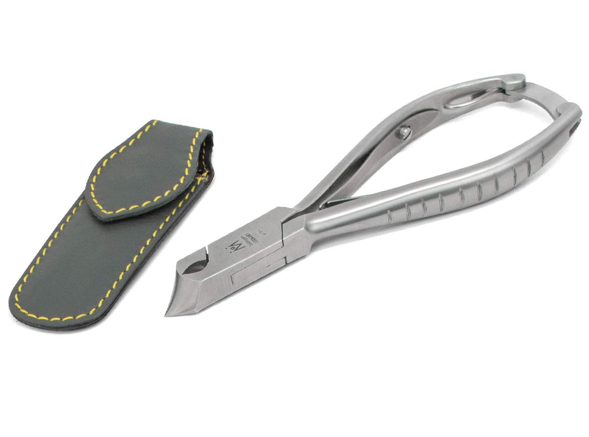 p124 - Pedicure Toenail Front Cutters FINOX Surgical Stainless Steel Toe Nail Nippers German Podiatry Nails Clippers Tool in Leather GERmanikure Solingen 1