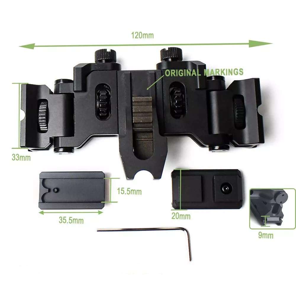 okyass Binocular Bridge Modular Folding Arm Helmet NVG Mount Night Vision Goggles Mount Night Vision Adapter for MUM-14/GT-14 3