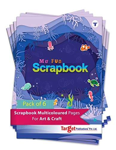 TARGET PUBLICATIONS Scrapbooks For Kids|A4 Size Scrapbook|32 Pages|Colorful Scrapbook Paper For Birthday, School, |Set Of 6 Scrapbooking Books 1
