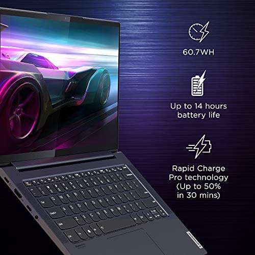Lenovo Yoga Slim 7 10th Gen Intel Core i7 14-inch Full HD IPS Thin and Light Laptop (16GB/1 TB SSD/Windows 10/MS Office 2019/NVIDIA MX350 2GB GDDR5 Graphics/Slate Grey/1.55Kg), 82A100ECIN 5
