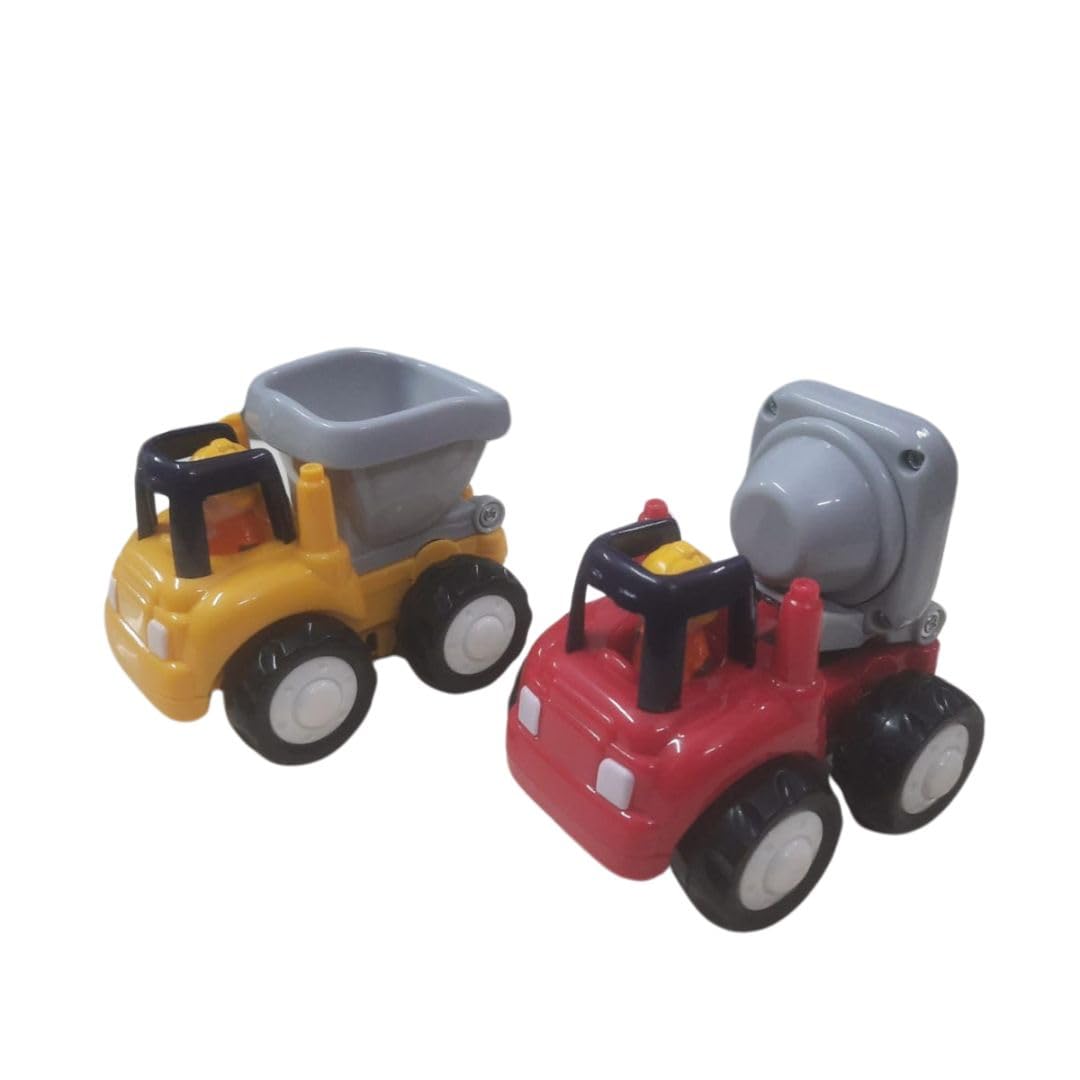 Mayatra's Pack of 2 Huile Unbreakable Friction Cement Mixer & Dumper Truck Automobile Engineering Set (Cement Mixer & Dumper Truck Machine) 1