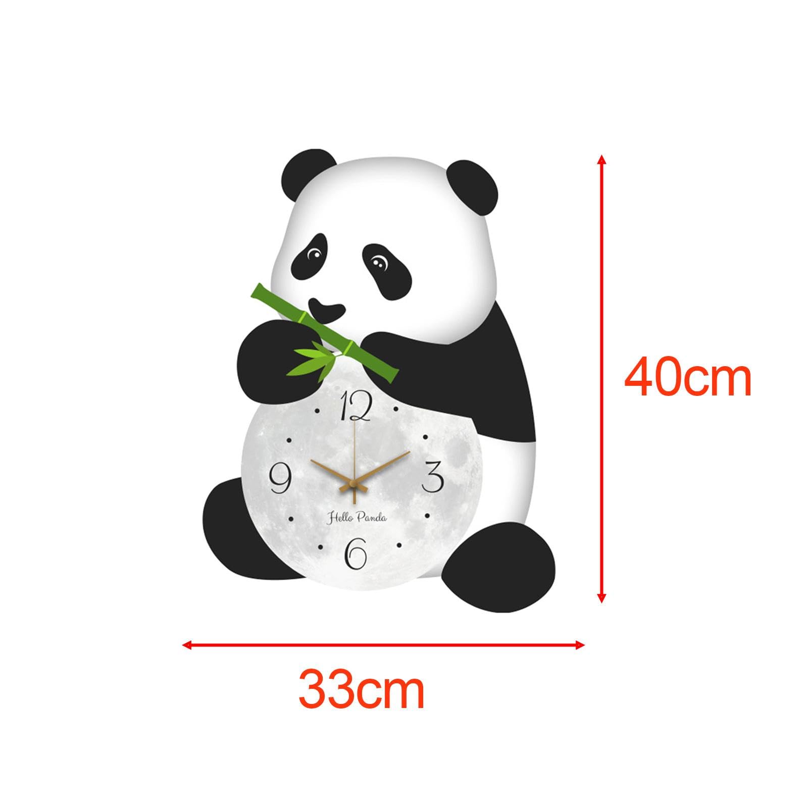 JISADER Panda Wall Clock Cartoon Large Creative Silent Wooden Lovely Animal Wall Ornament for Office Dining Room Kitchen Home Decor 5
