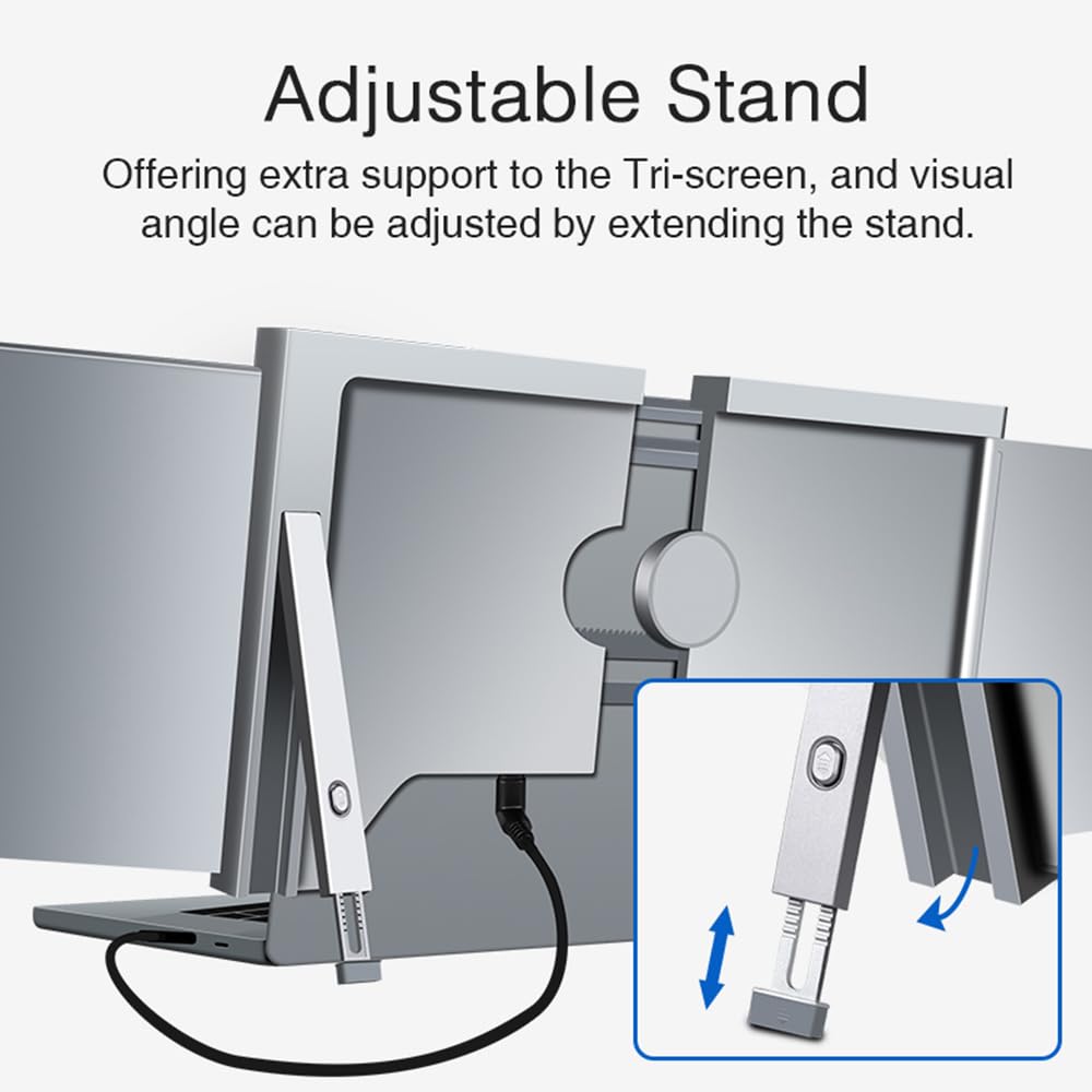 Docooler 13.3 inch Triple Portable Monitor for Laptop Screen Extender, 1 Cable for Dual Displays for Windows, FHD 1080P IPS Display Type-C/PD/TF Support M1/M2 MacBook, for 13.3-17.3 inches Laptop 4
