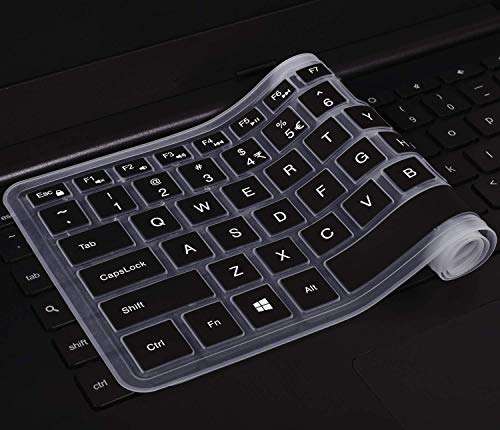 Saco Chiclet Keyboard Skin for Dell Inspiron 3542 15.6-inch Laptop (Black/Clear) 3