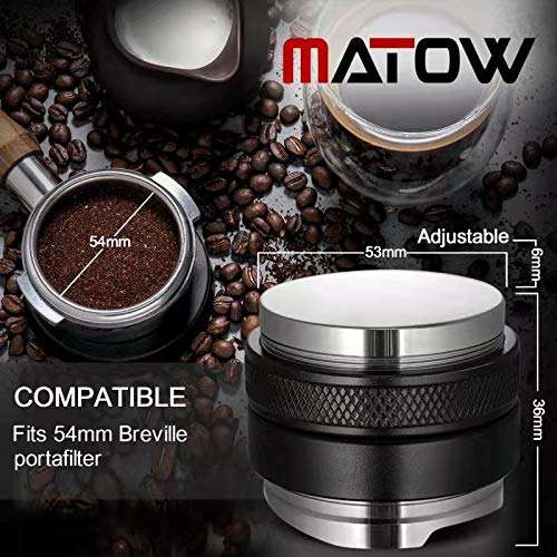 53mm Coffee Distributor & Tamper, MATOW Dual Head Coffee Leveler Fits for 54mm Breville Portafilter, Adjustable Depth- Professional Espresso Hand Tampers 3