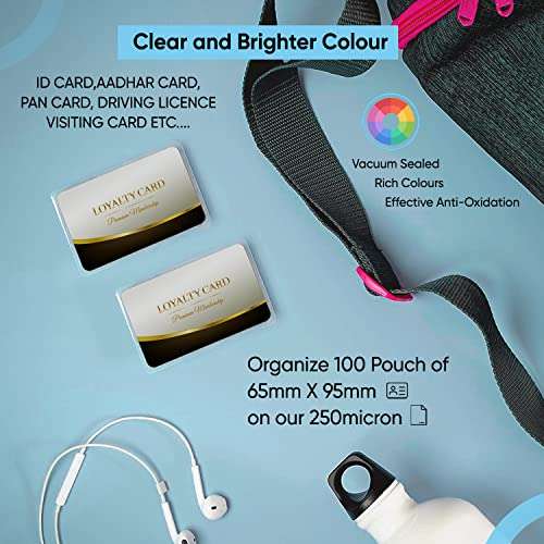Polycrom Korean 250 Microns (ID Card Size 65mm X 95mm) Lamination Pouch Clear Glossy Thermal Transparent Waterproof 100 Sheets (Home&Office):Identity Card 4