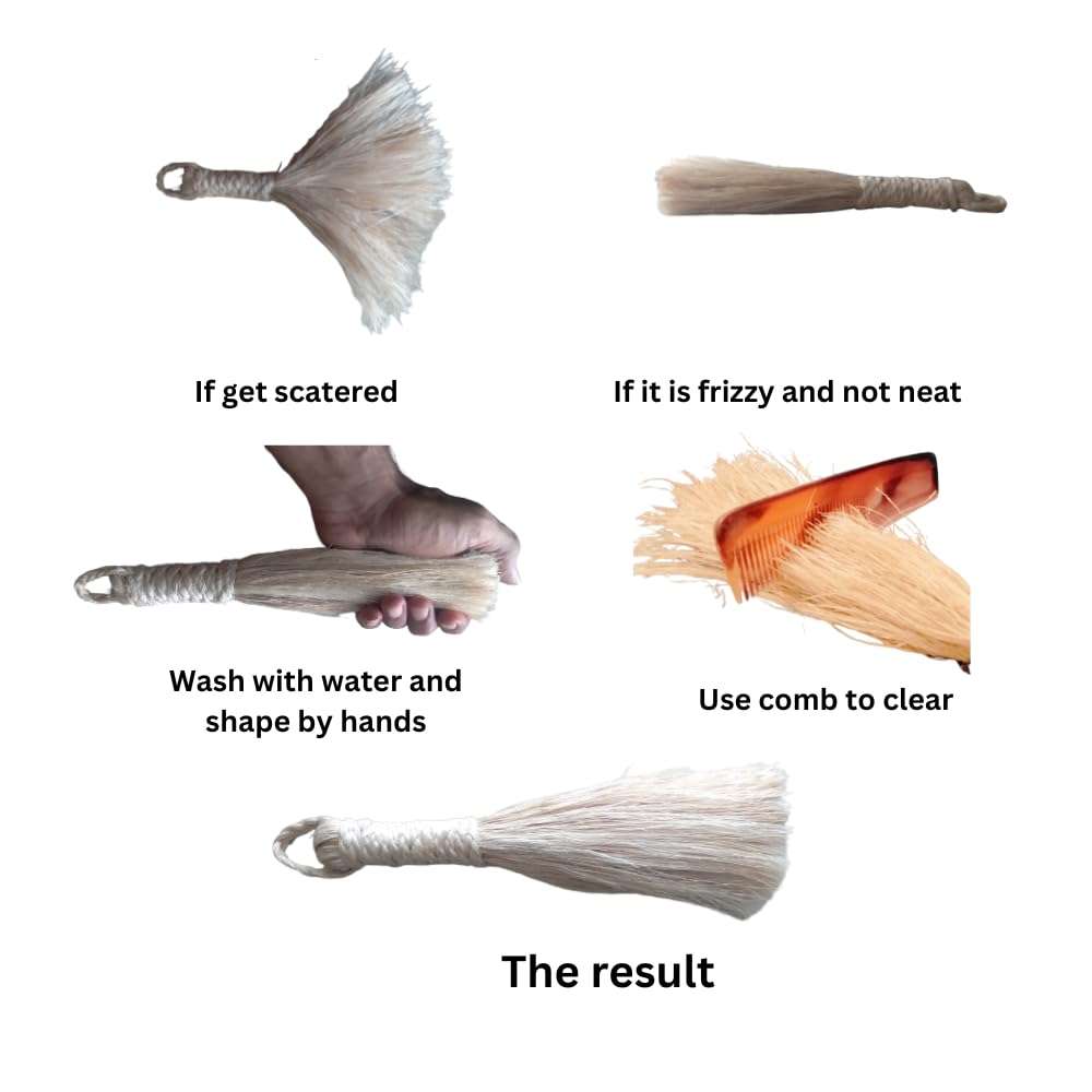 BenignCraft Broomstick 10 inch Divine Place Small Puja Broom Banana Fiber Handle with Loop for Prayer Room Dusting & Cleaning. 5