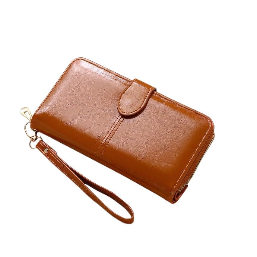 AFPSDLFJDLS Long Wallet PU Leather Retro Handbag Large Capacity Handbag Portable and Multi functional(E)