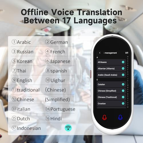 Language Translator Device, Instant Translator No WiFi Needed, 5-Way Portable Translator, Real Time 138 Languages and Accents with WiFi/Offline/Photo Support for Travel, Learning and Business (White) 5