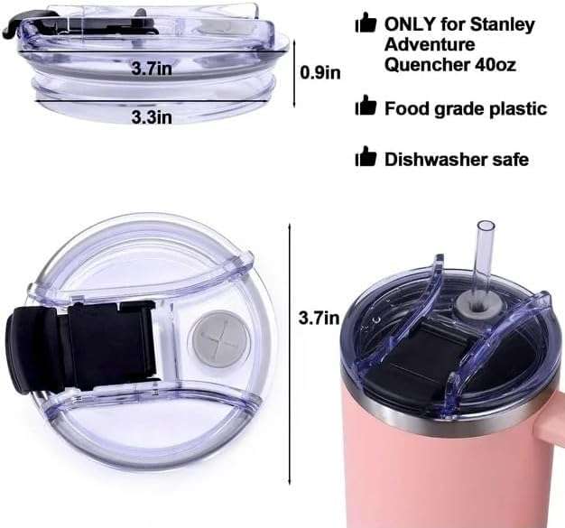 1Pc Transparent Tumbler Lids compatible for Stanley 40 Oz Tumbler,Flip Spill Stopper Lid, Spillproof, Dustproof Easy to Store Used Repeatedly,Glassware and Drinkware Lids 5