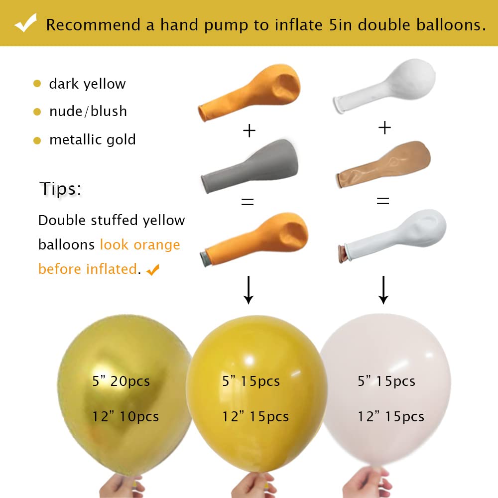 Blush Yellow Balloon Garland Kit Double Stuffed Mustard Ivory White Balloons Pastel Lemon Gold Latex Balloon Arch For Baby Shower Birthday Sunflower Theme Decoration 3