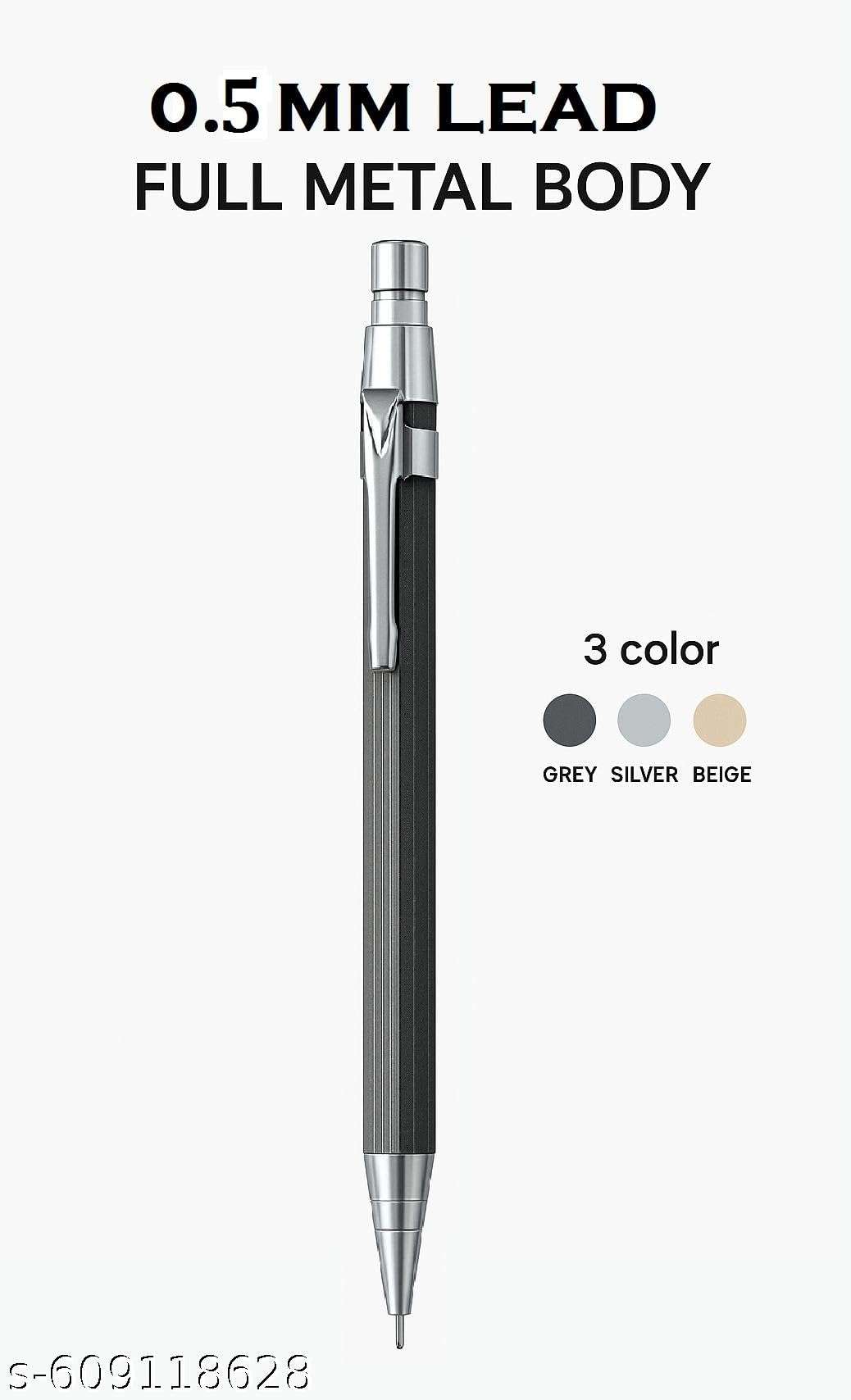 Definite Art Odeme Mechanical Pencil with Full Metal Body for Students Kids School College Office Bank Use (Pack of 3 Pencils & 3 Lead Box) (0.5mm lead) 5