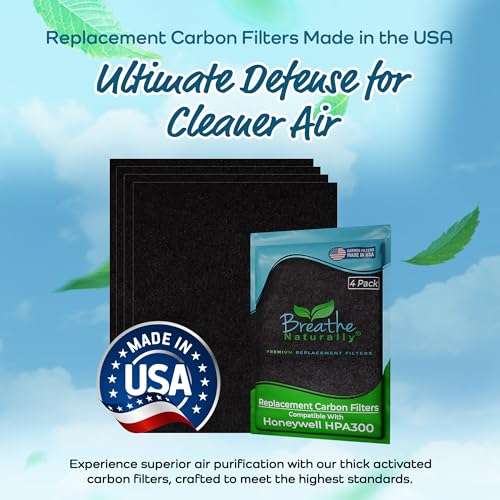 Breathe Naturally - Replacement Filters Compatible with Honeywell Air Purifier HPA300, HPA300 or HRF-R3 Series – Activated Carbon Prefilter – 12" x 17.2", 14" x 17.2" - Easy Replacement - (Pack of 4) 2